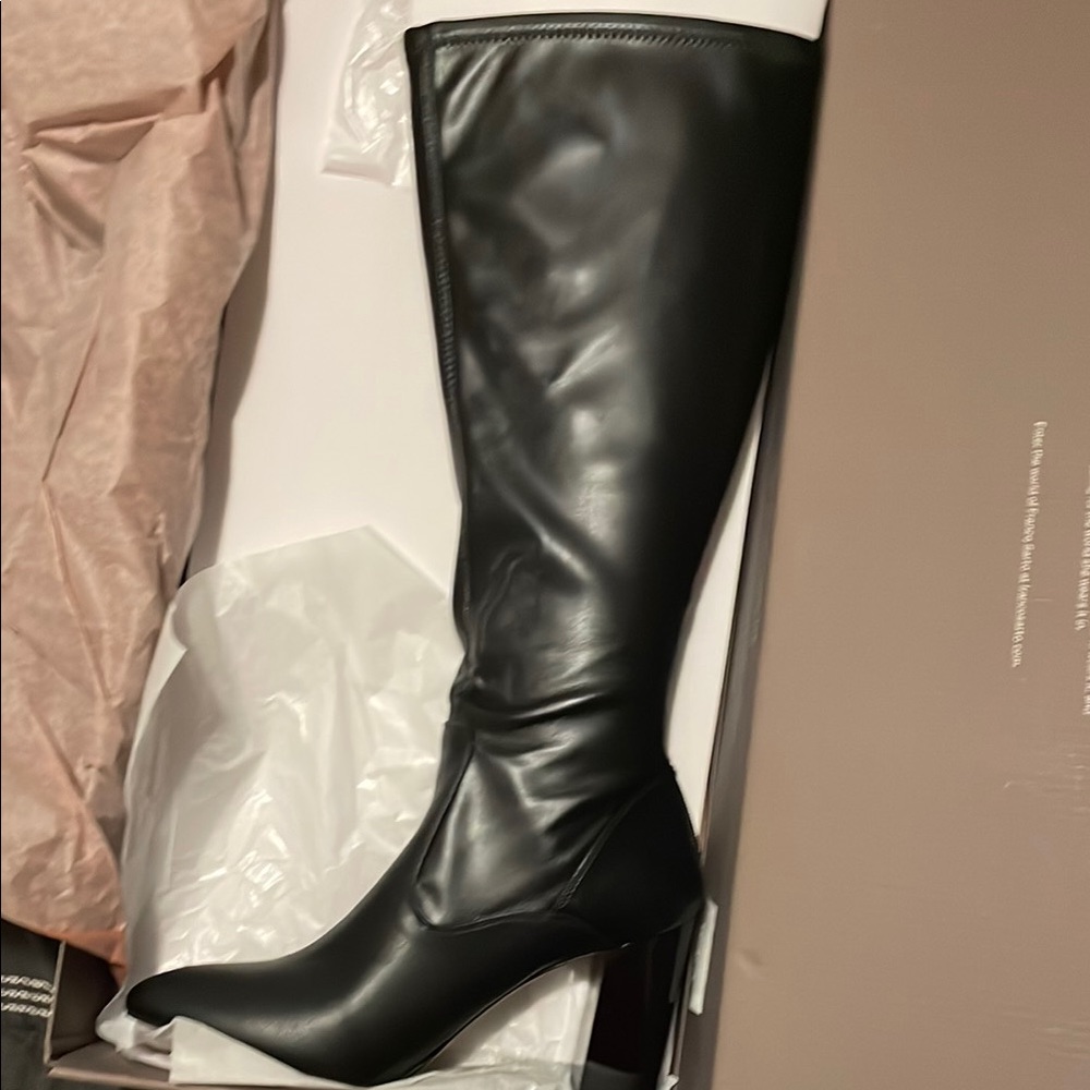 NWT Black Leather Knee-High Boots